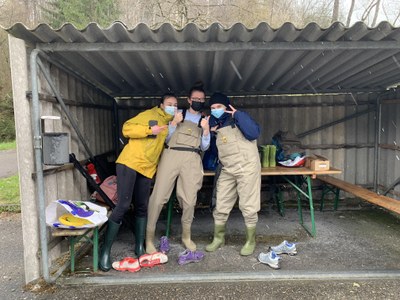 students in shelter